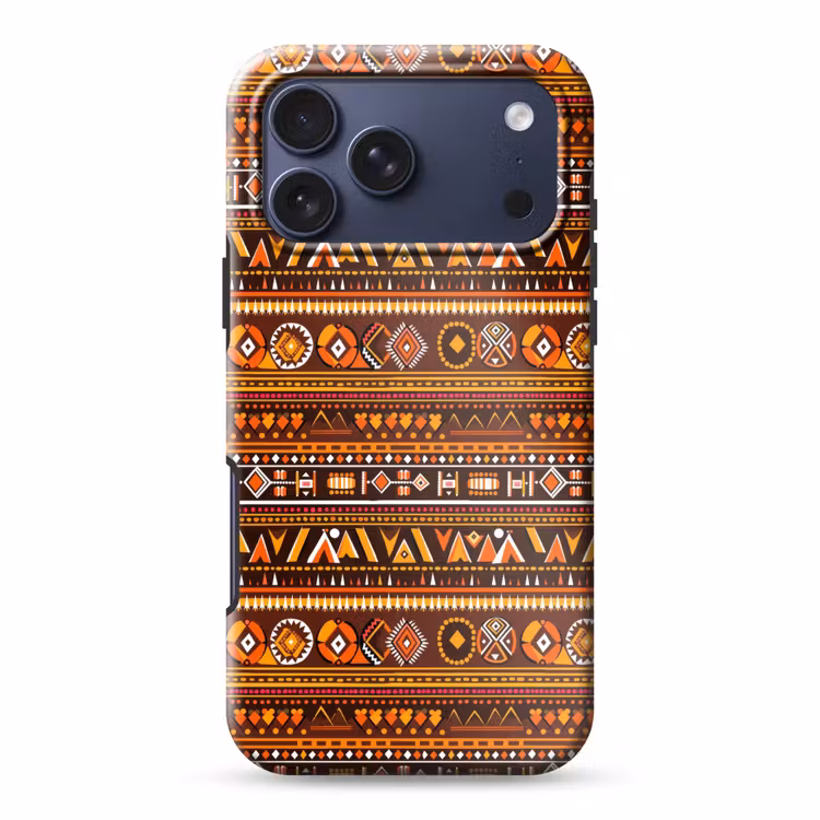 Telefoonhoesje Toughcase - Oranje - Etnisch - Tribaal - Geometrisch - Patroon — 1