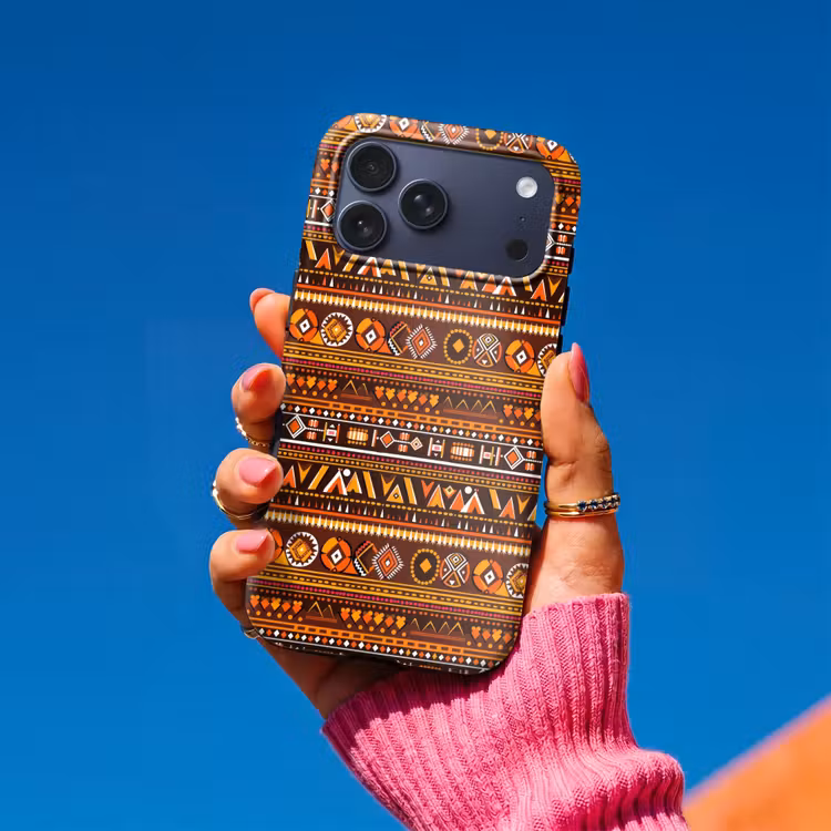 Telefoonhoesje Toughcase - Oranje - Etnisch - Tribaal - Geometrisch - Patroon — 2