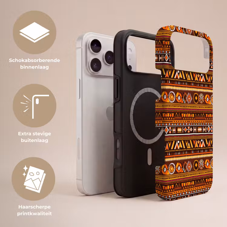 Telefoonhoesje Toughcase - Oranje - Etnisch - Tribaal - Geometrisch - Patroon — 3