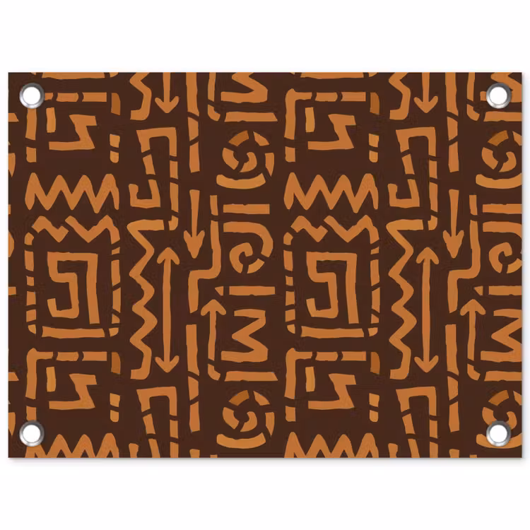 Tuinposter - Chocoladebruin - Etnisch - Tribaal - Symbolen — 1