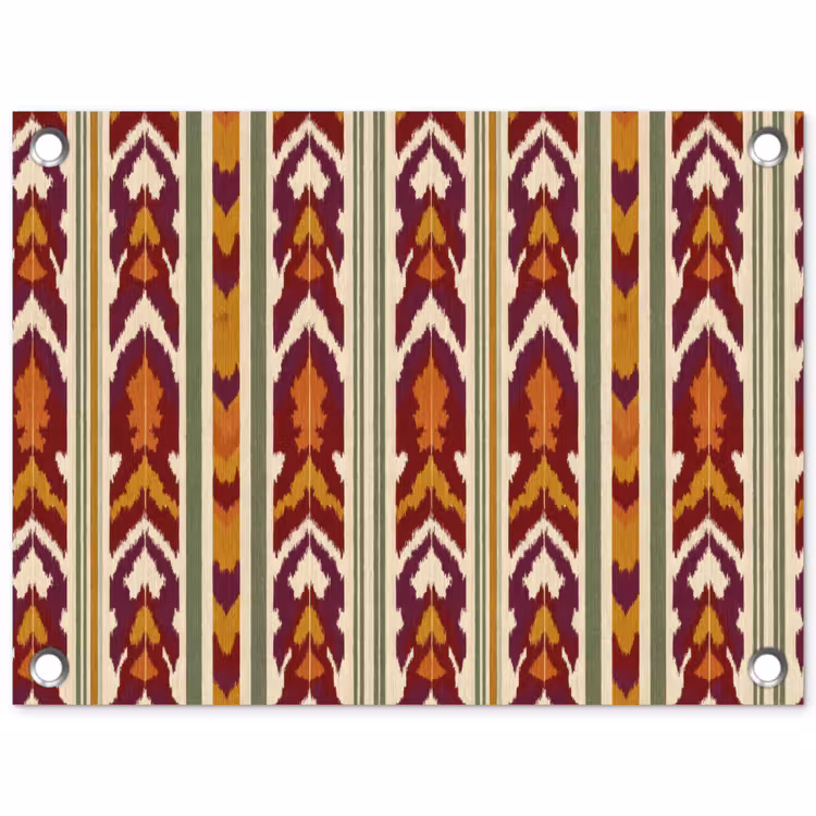 Tuinposter - Ikat - Bordeauxrood - Etnisch - Patroon — 1