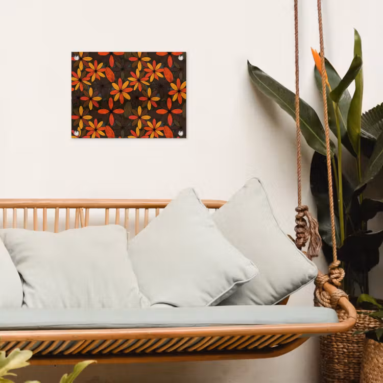 Tuinposter - Oranje - Retro - Bloemen - Herfst — 5