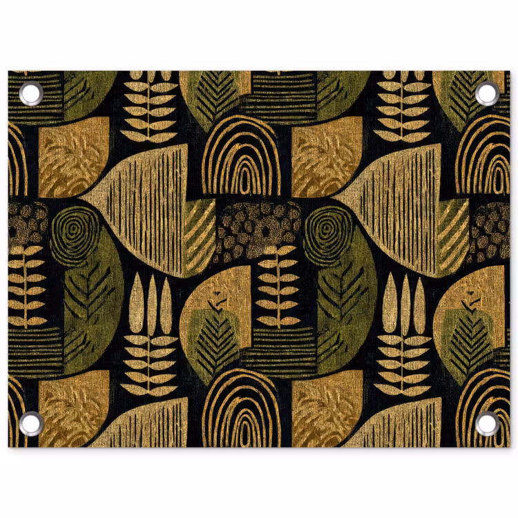 Tuinposter - Zwart - Okergeel - Botanisch - Textuur — 1