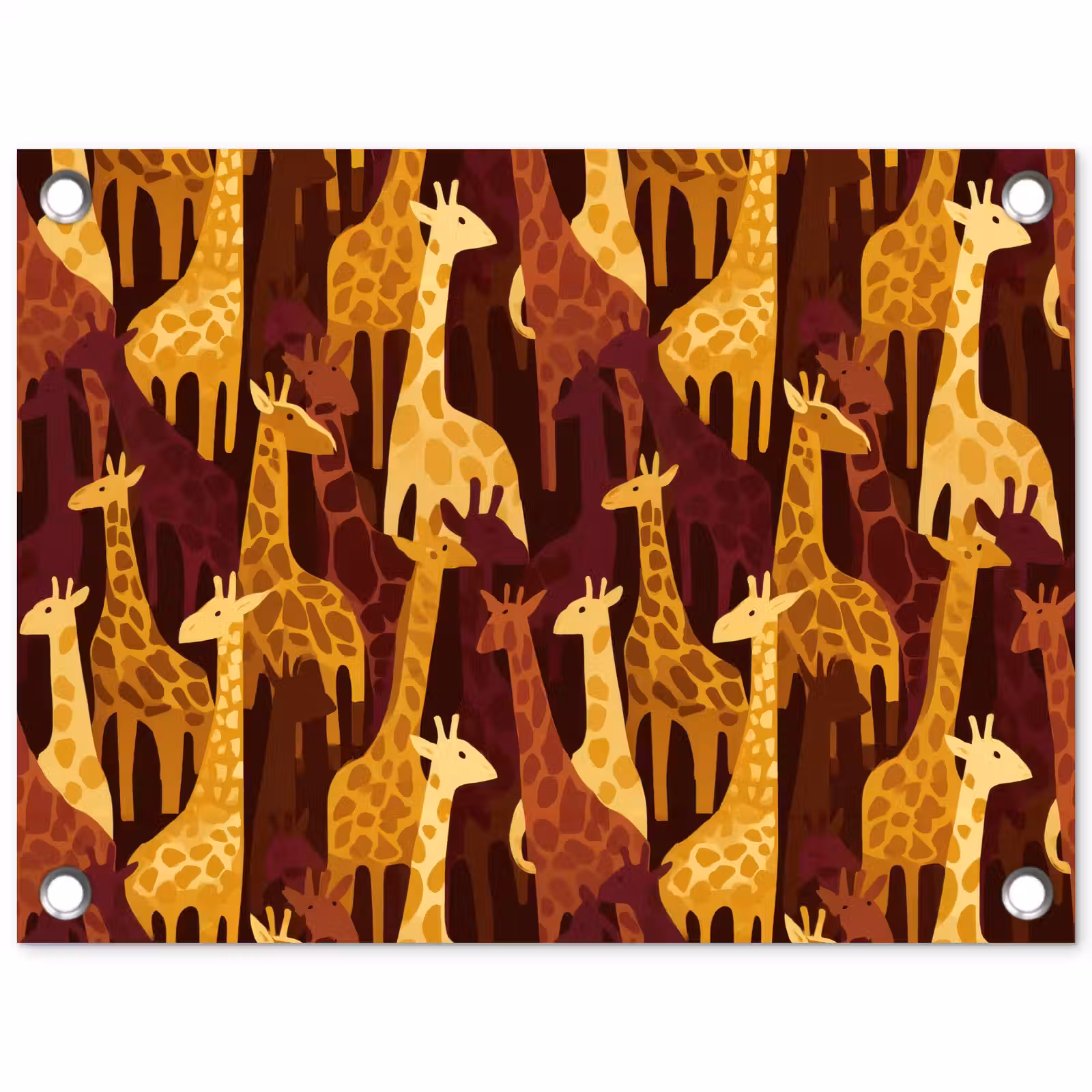 Tuinposter - Bruin - Giraffen - Safari - Patroon — 1