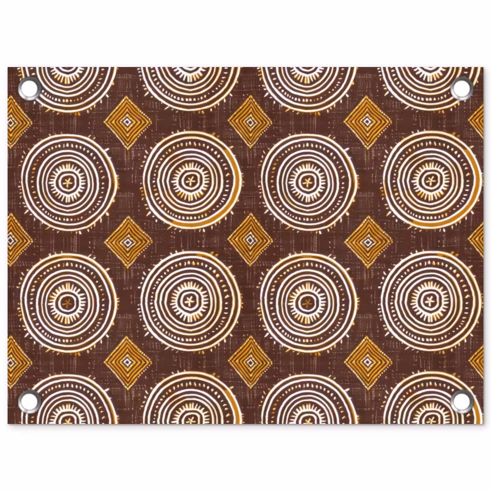 Tuinposter - Chocoladebruin - Etnisch - Tribaal - Cirkels - Patroon — 1