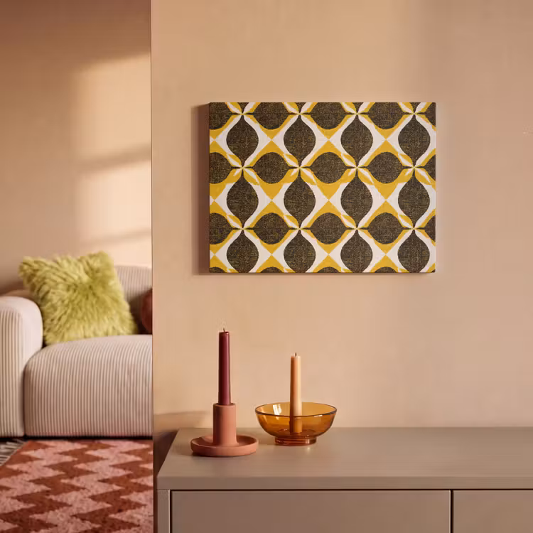 Akoestisch schilderij - Geel - Zwart - Geometrisch - Retro - Textuur — 2