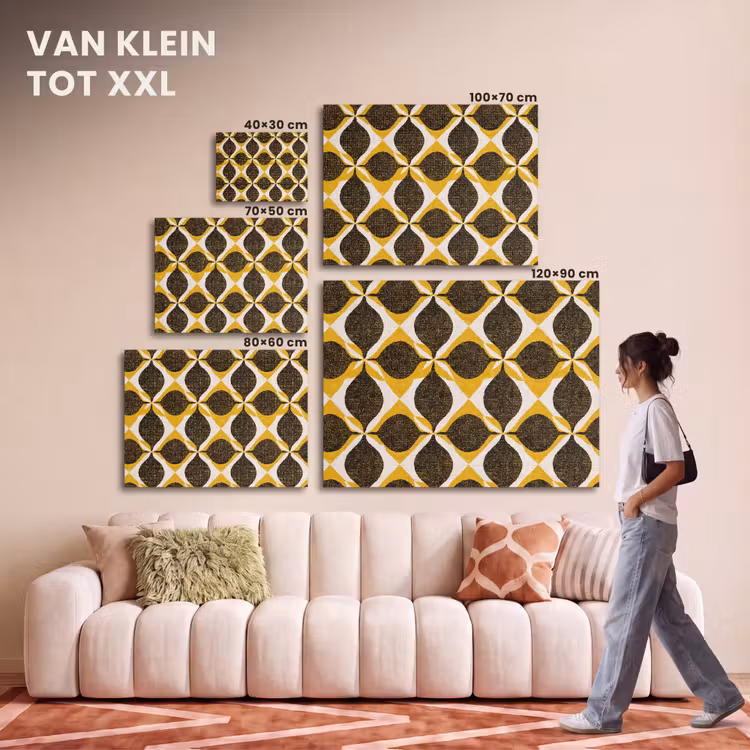 Akoestisch schilderij - Geel - Zwart - Geometrisch - Retro - Textuur — 7