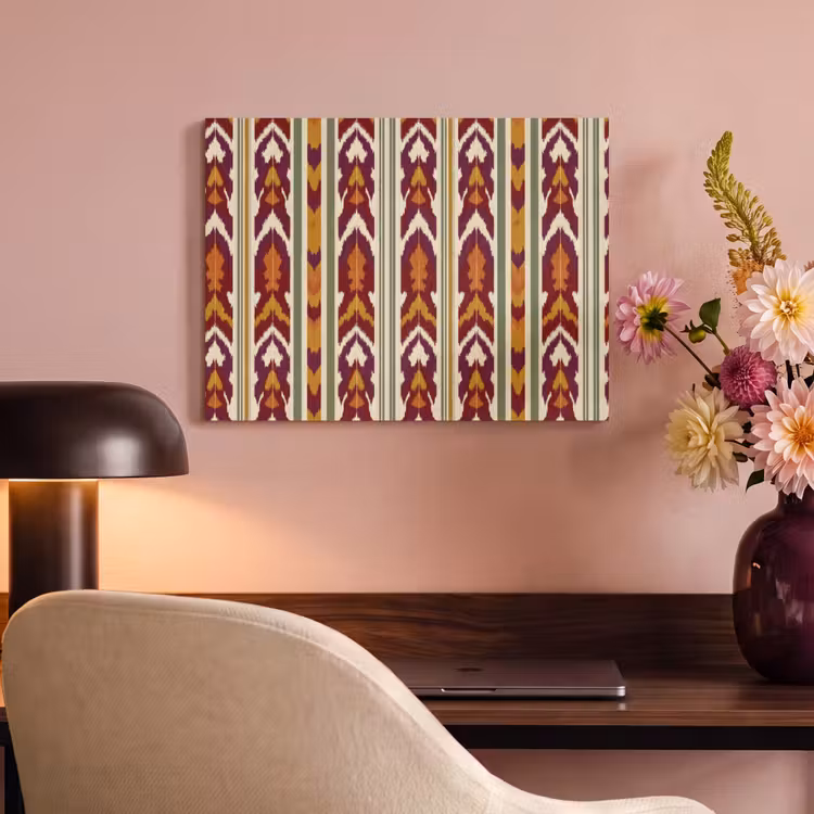 Akoestisch schilderij - Ikat - Bordeauxrood - Etnisch - Patroon — 6