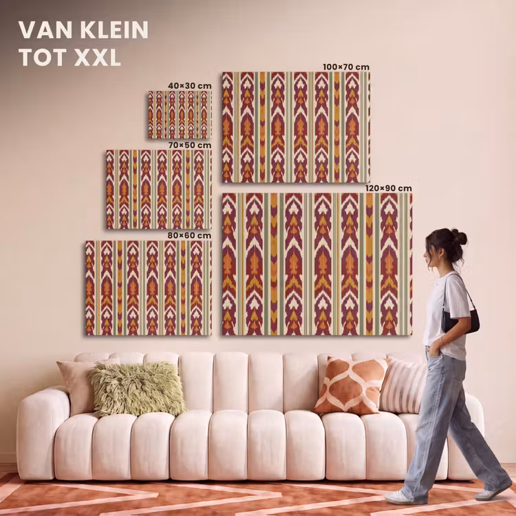 Akoestisch schilderij - Ikat - Bordeauxrood - Etnisch - Patroon — 7