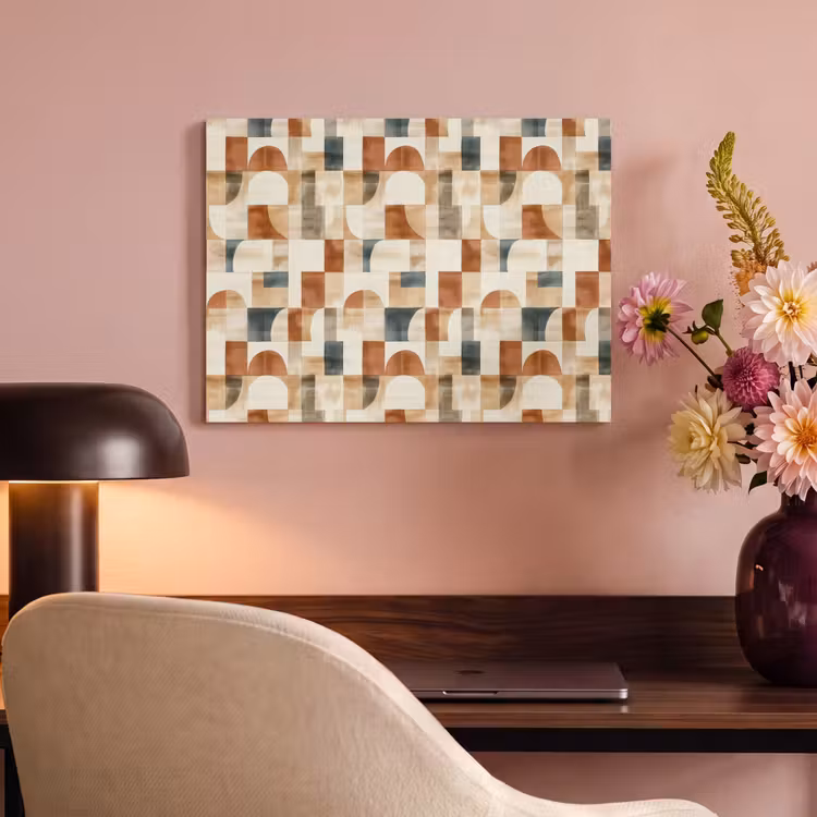 Akoestisch schilderij - Terracotta - Geometrisch - Aquarel - Textuur — 6