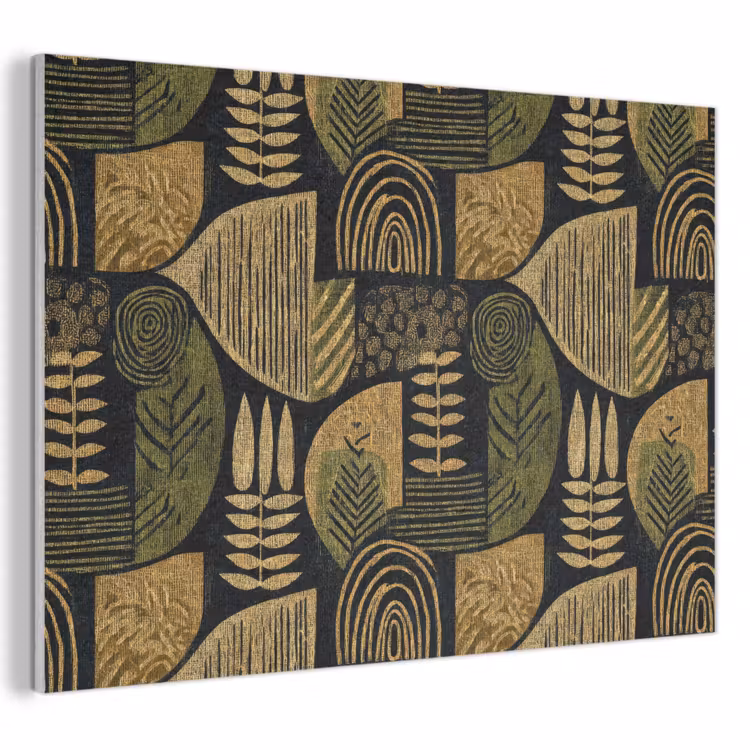 Akoestisch schilderij - Zwart - Okergeel - Botanisch - Textuur — 1