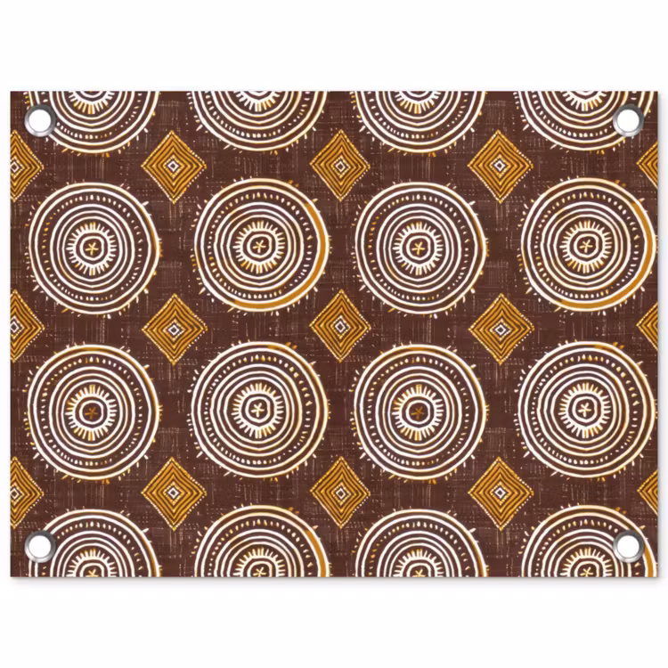 Tuinposter - Chocoladebruin - Etnisch - Tribaal - Cirkels - Patroon — 1