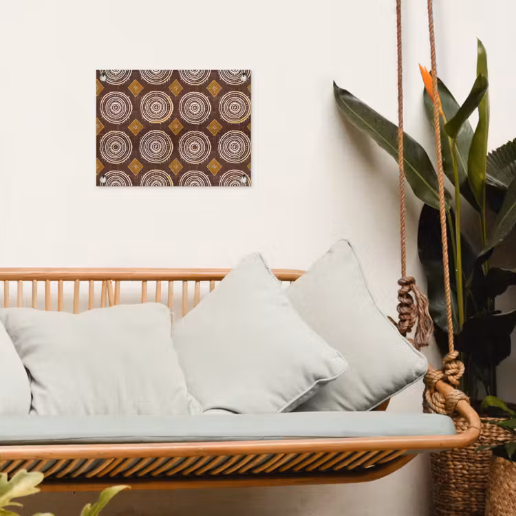 Tuinposter - Chocoladebruin - Etnisch - Tribaal - Cirkels - Patroon — 5
