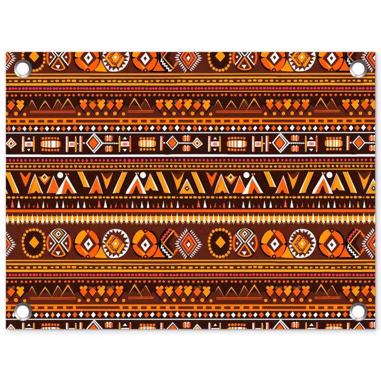 Tuinposter - Oranje - Etnisch - Tribaal - Geometrisch - Patroon — 1