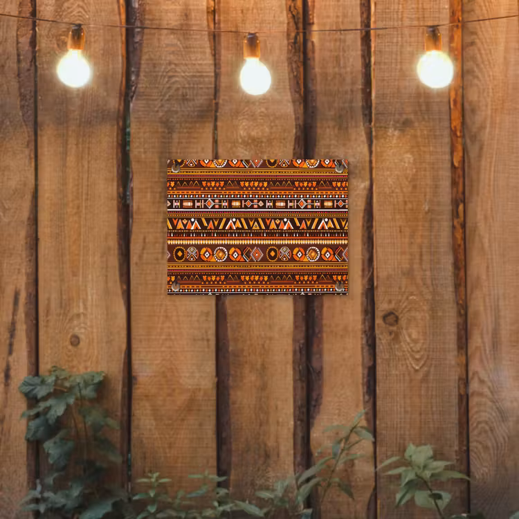 Tuinposter - Oranje - Etnisch - Tribaal - Geometrisch - Patroon — 2