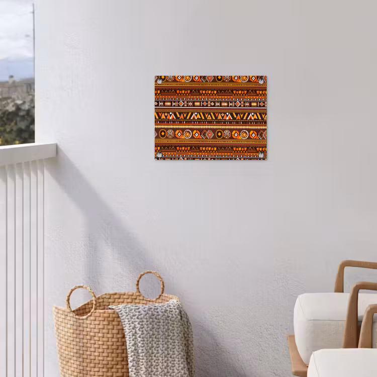 Tuinposter - Oranje - Etnisch - Tribaal - Geometrisch - Patroon — 3