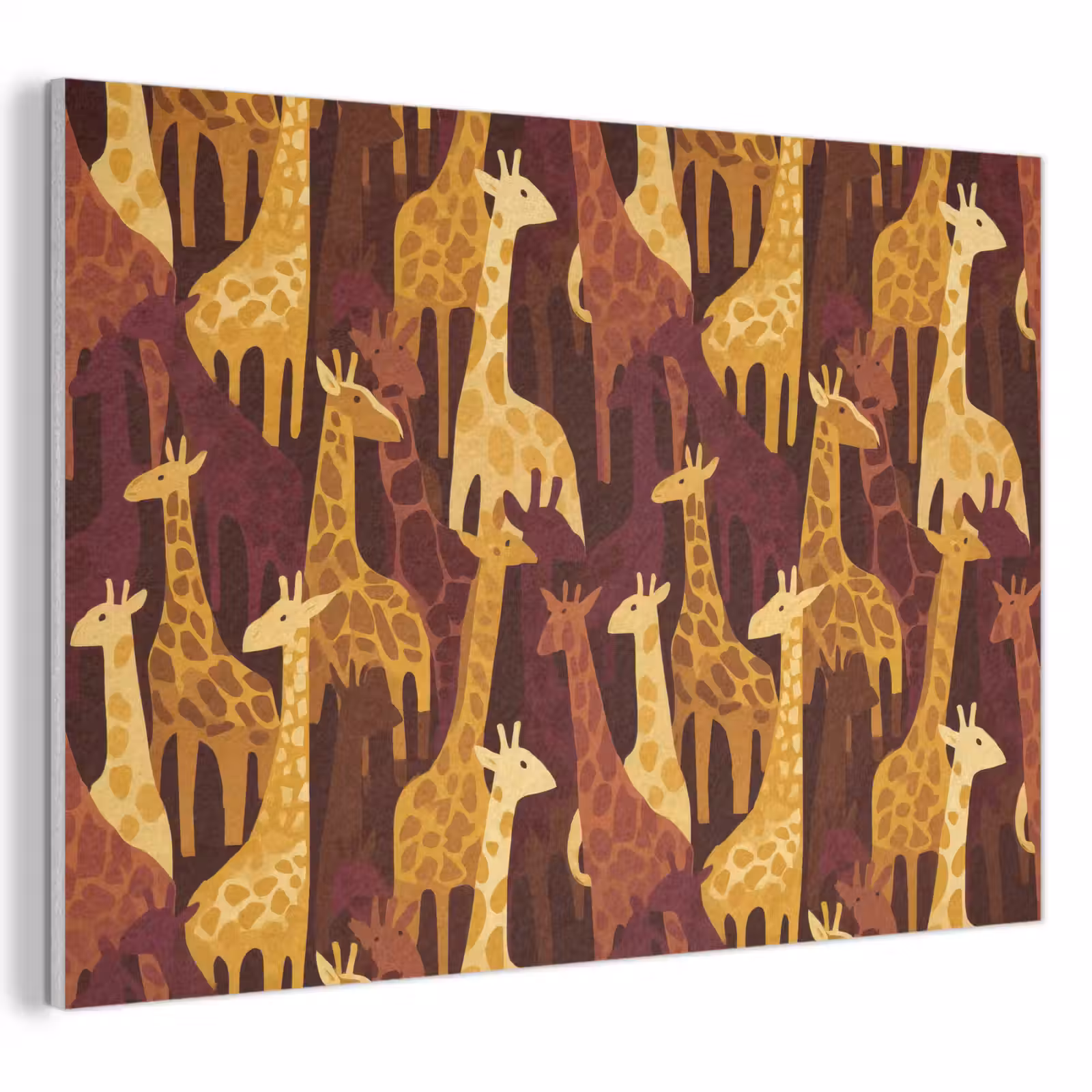 Akoestisch schilderij - Bruin - Giraffen - Safari - Patroon — 1