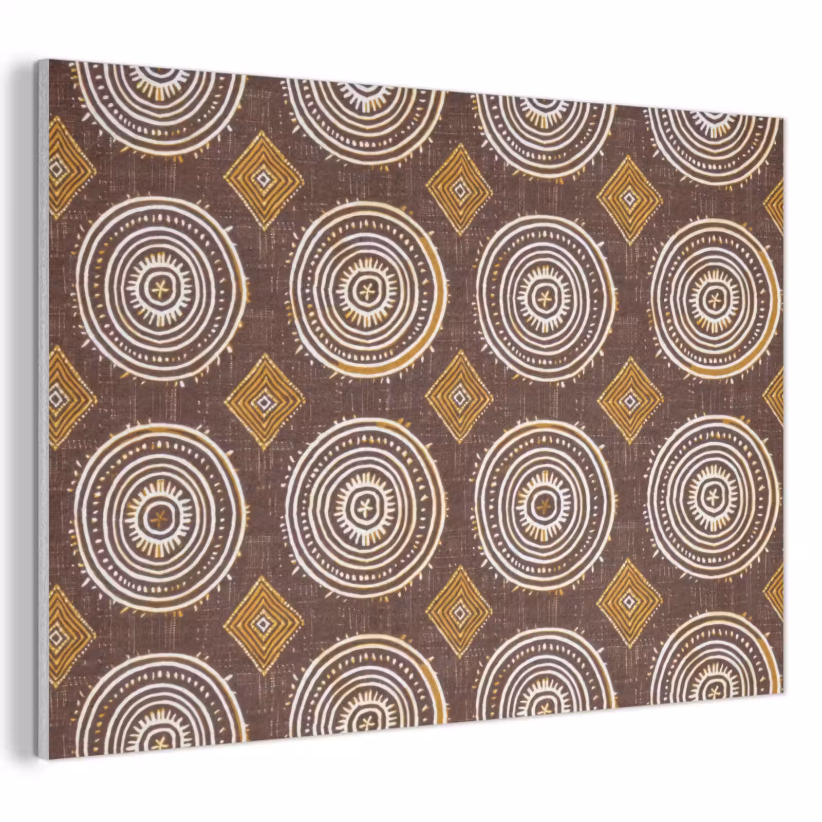 Akoestisch schilderij - Chocoladebruin - Etnisch - Tribaal - Cirkels - Patroon — 1