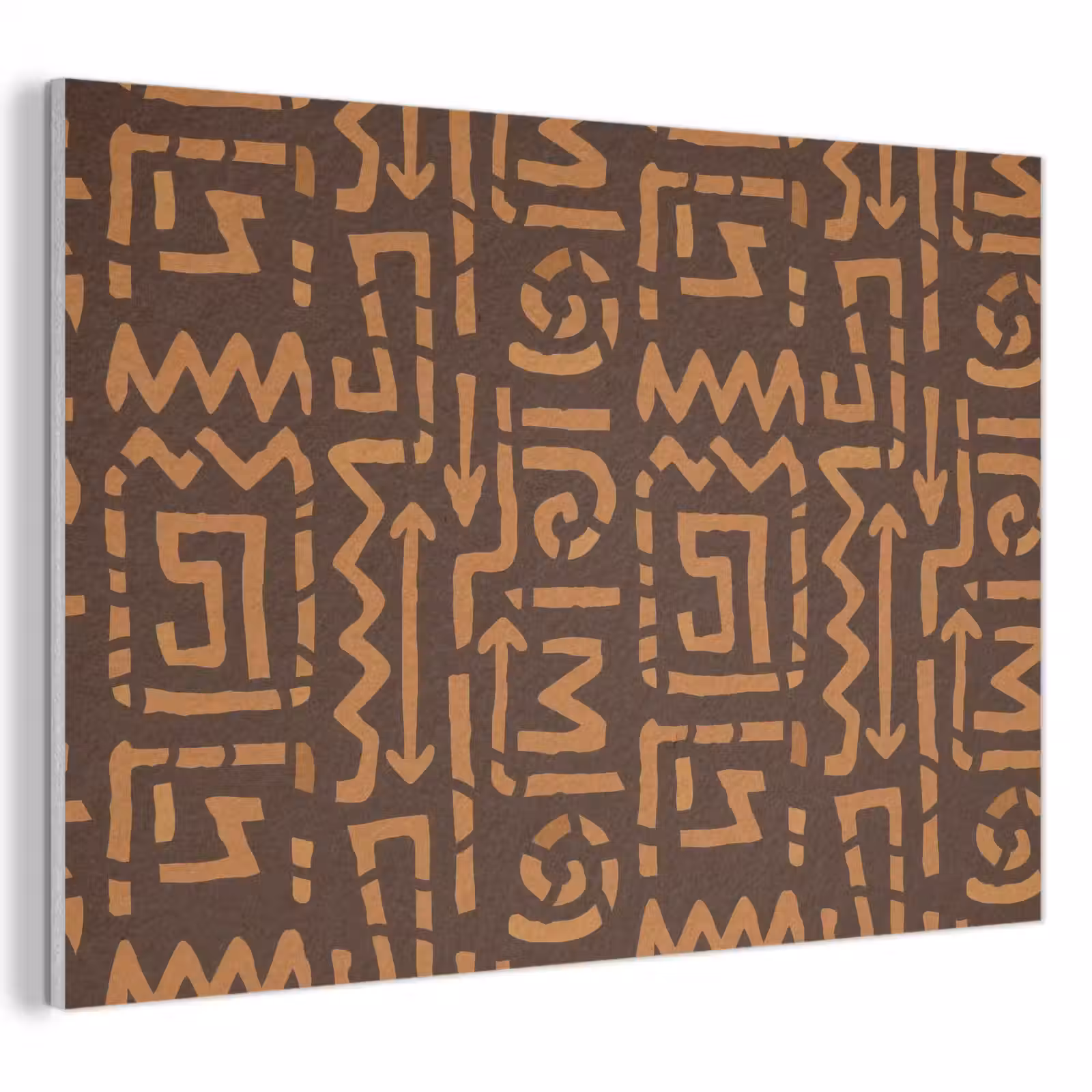 Akoestisch schilderij - Chocoladebruin - Etnisch - Tribaal - Symbolen — 1
