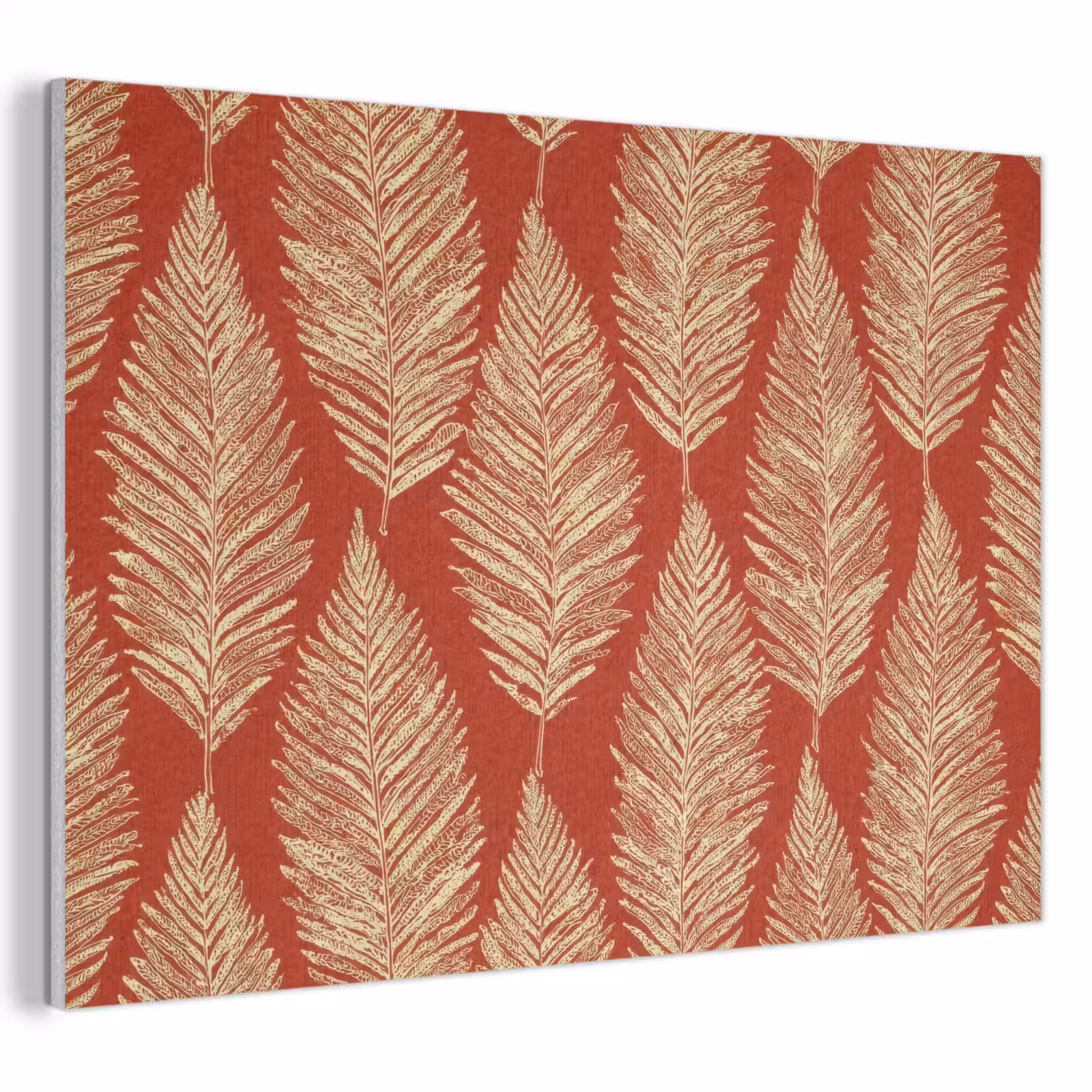 Akoestisch schilderij - Rood - Botanisch - Varen - Patroon — 1