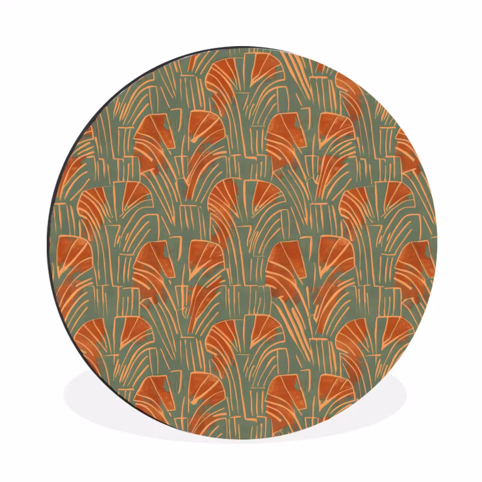 Wandcirkel - Aluminium - Groen - Terracotta - Deco - Waaiers — 1