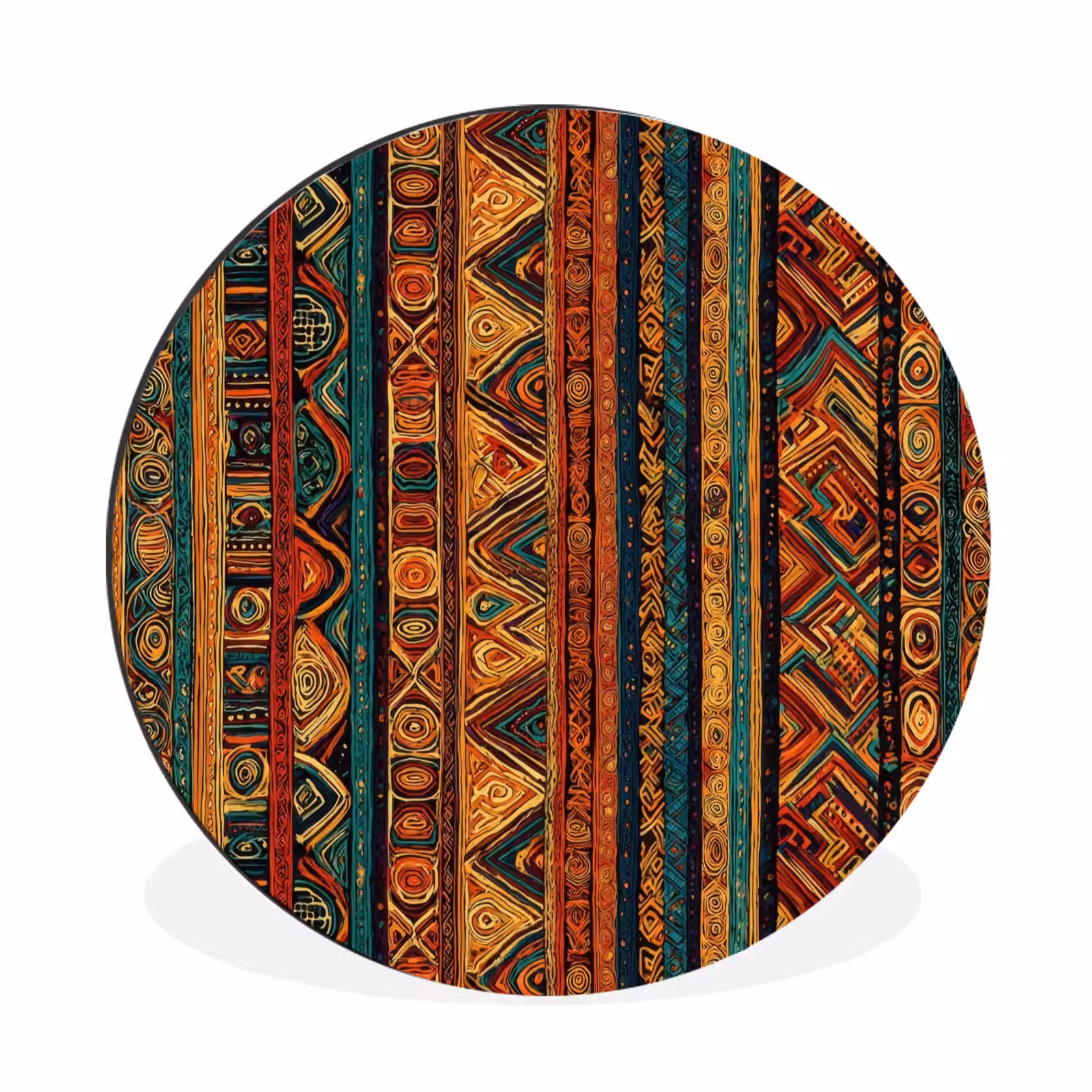 Wandcirkel - Aluminium - Kleurrijk - Etnisch - Folkloristisch - Patroon — 1
