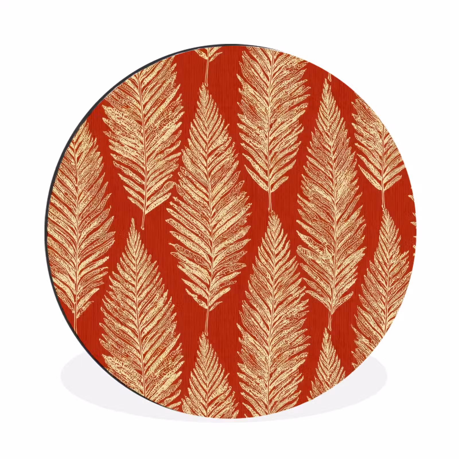 Wandcirkel - Aluminium - Rood - Botanisch - Varen - Patroon — 1