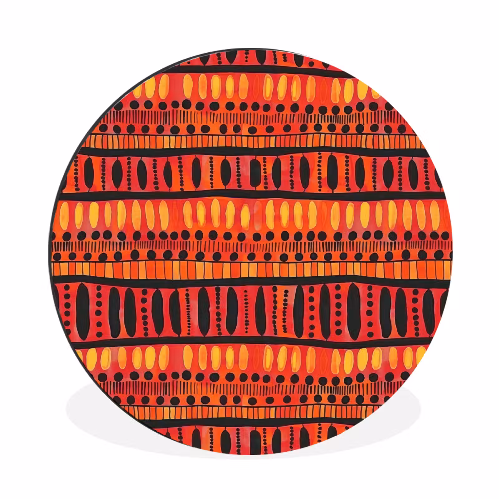 Wandcirkel - Aluminium - Rood - Oranje - Etnisch - Expressief - Patroon — 1