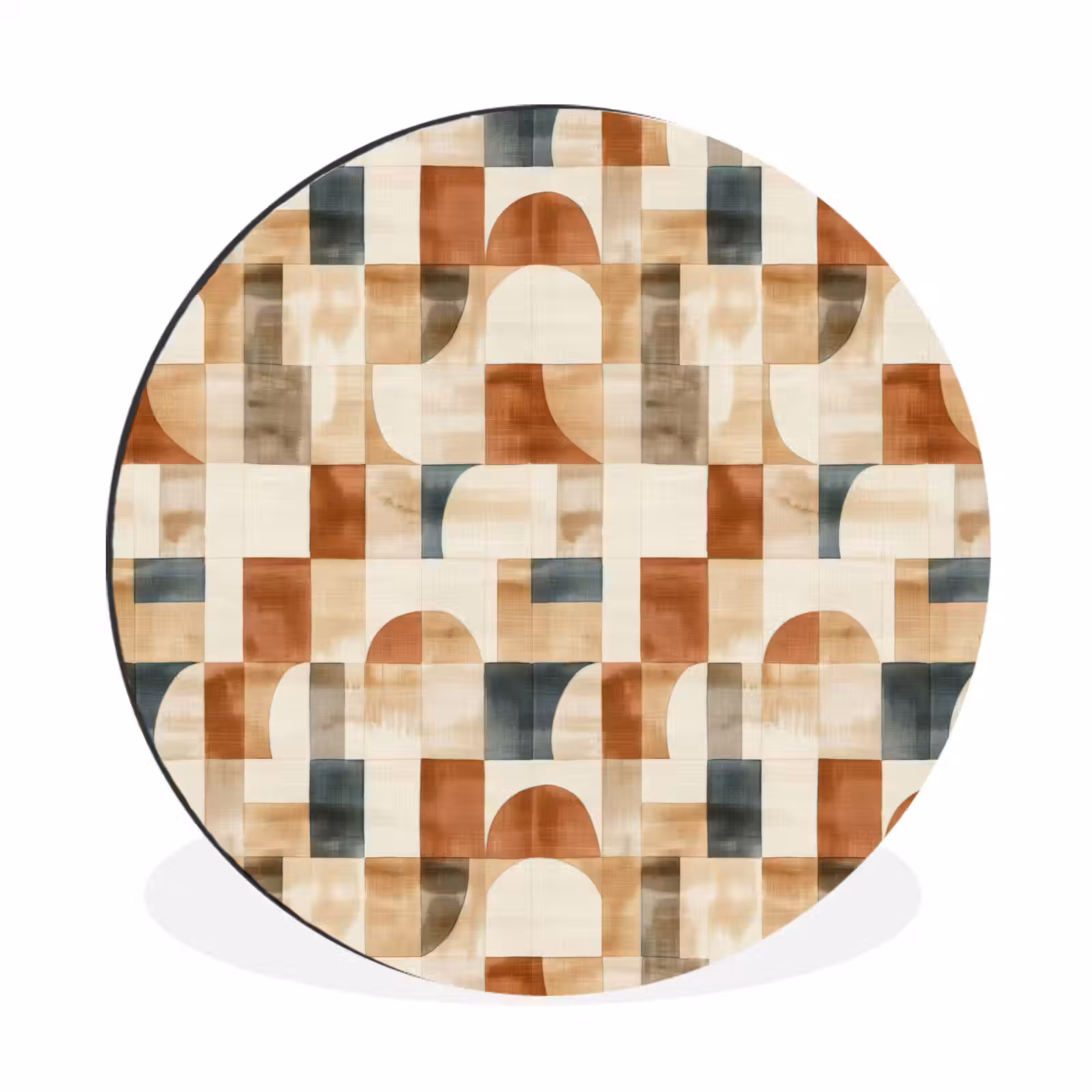 Wandcirkel - Aluminium - Terracotta - Geometrisch - Aquarel - Textuur — 1