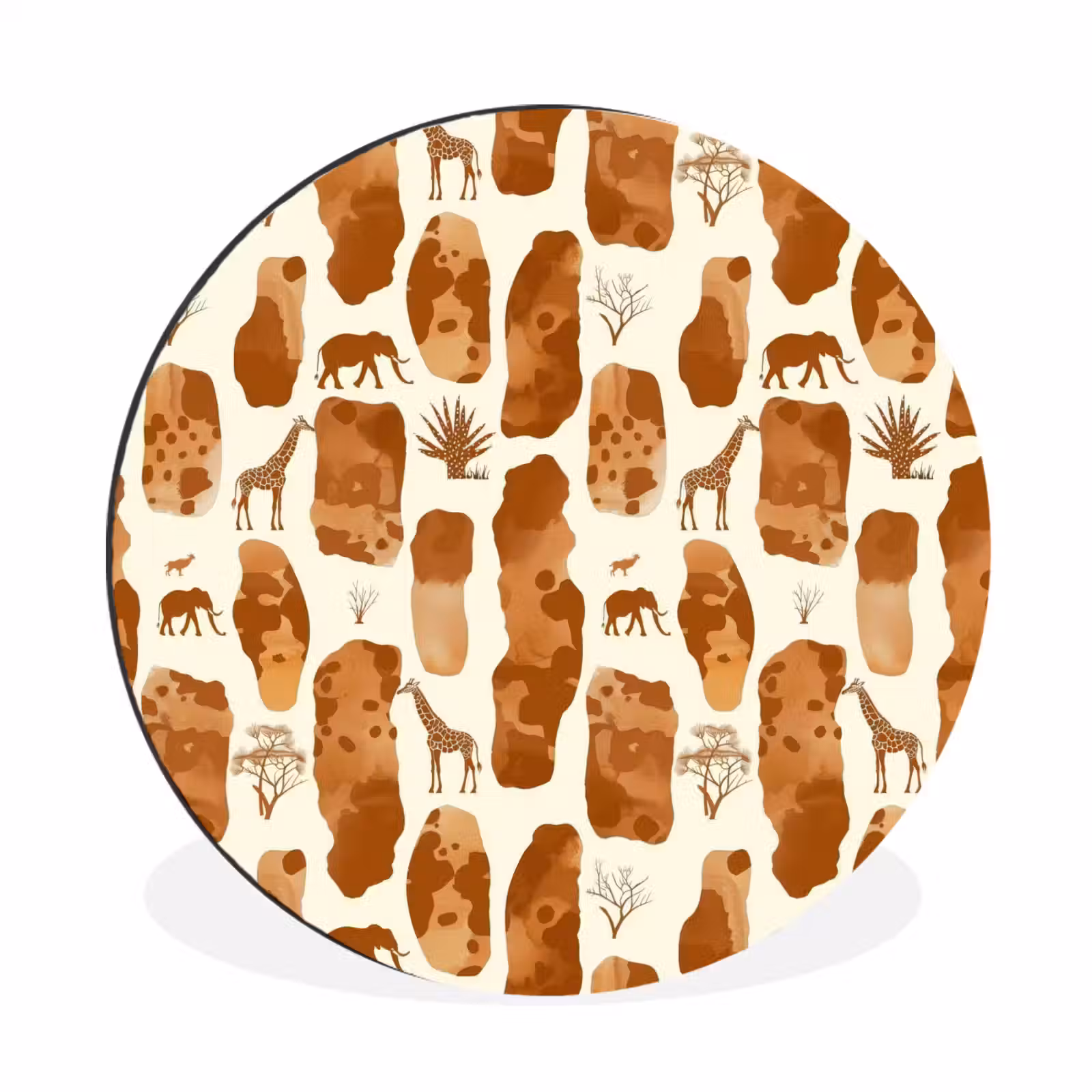 Wandcirkel - Aluminium - Terracotta - Safari - Dieren - Patroon — 1