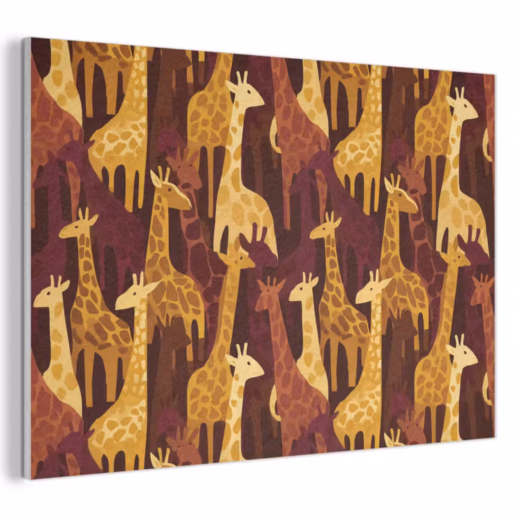 Akoestisch schilderij - Bruin - Giraffen - Safari - Patroon — 1