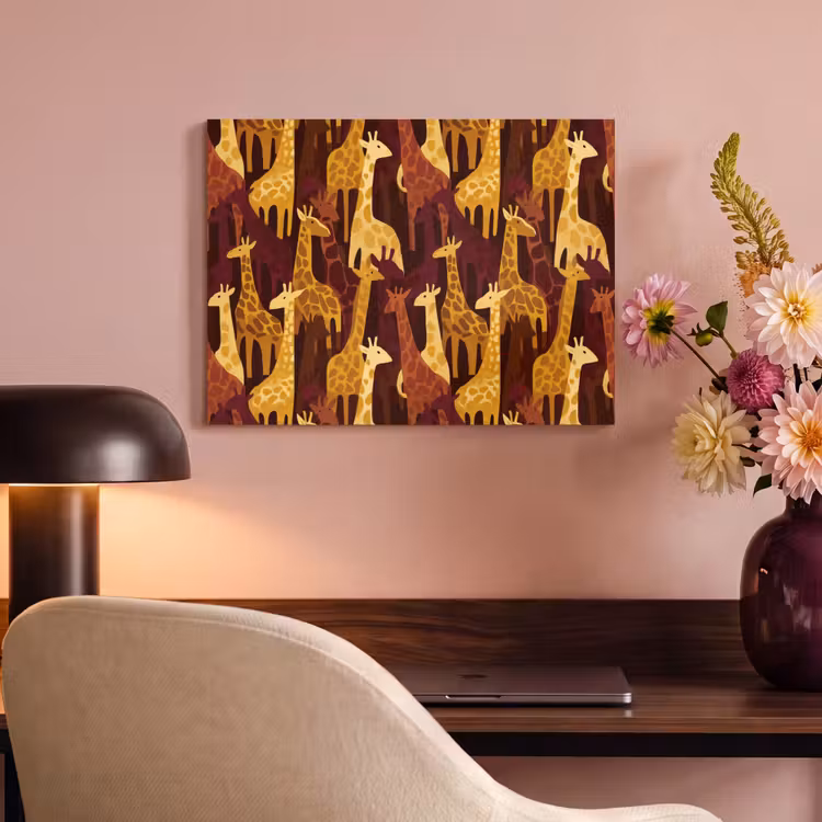 Akoestisch schilderij - Bruin - Giraffen - Safari - Patroon — 6