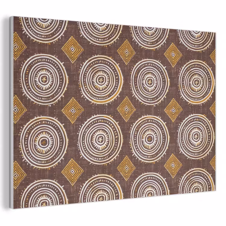 Akoestisch schilderij - Chocoladebruin - Etnisch - Tribaal - Cirkels - Patroon — 1