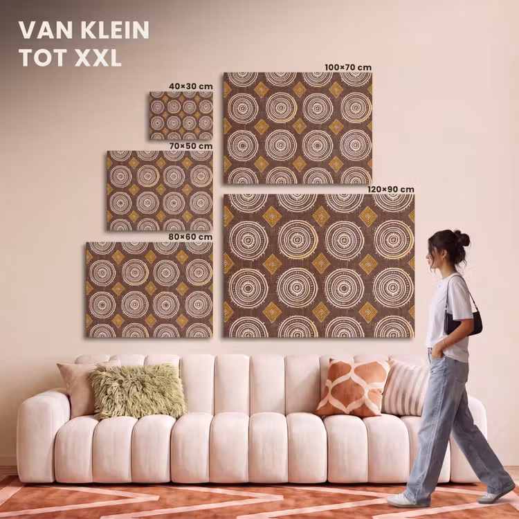 Akoestisch schilderij - Chocoladebruin - Etnisch - Tribaal - Cirkels - Patroon — 7