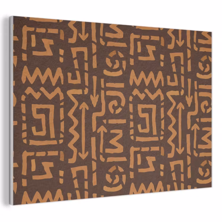 Akoestisch schilderij - Chocoladebruin - Etnisch - Tribaal - Symbolen — 1