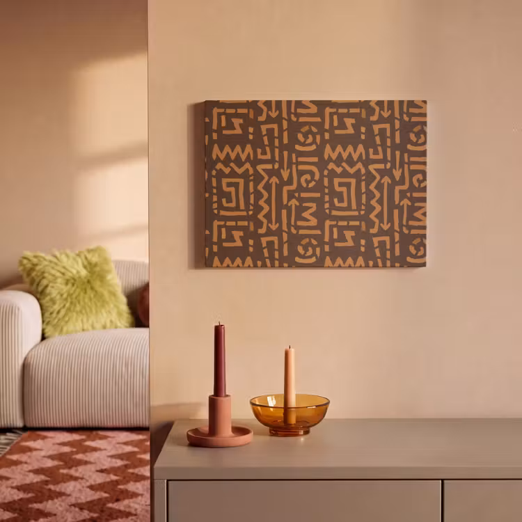 Akoestisch schilderij - Chocoladebruin - Etnisch - Tribaal - Symbolen — 2