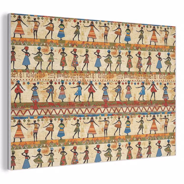 Akoestisch schilderij - Kleurrijk - Afrikaans - Etnisch - Dansende Vrouwen - Patroon — 1