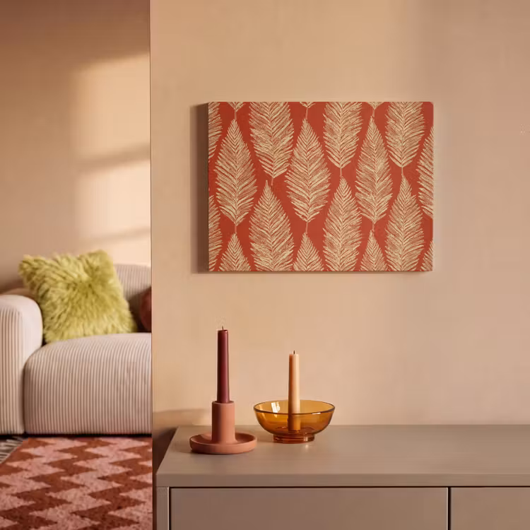 Akoestisch schilderij - Rood - Botanisch - Varen - Patroon — 2