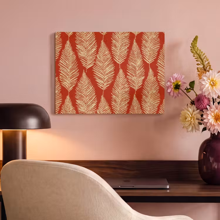 Akoestisch schilderij - Rood - Botanisch - Varen - Patroon — 6