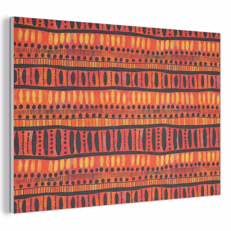 Akoestisch schilderij - Rood - Oranje - Etnisch - Expressief - Patroon — 1