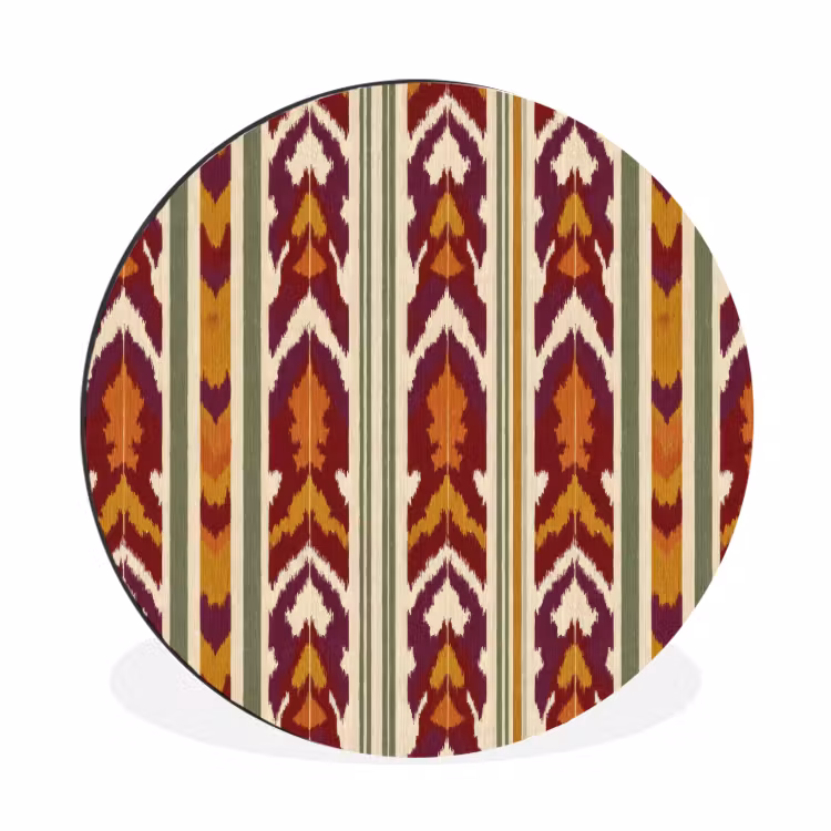 Wandcirkel - Aluminium - Ikat - Bordeauxrood - Etnisch - Patroon — 1