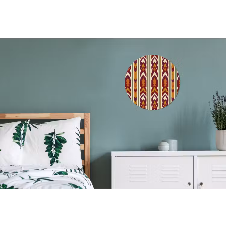 Wandcirkel - Aluminium - Ikat - Bordeauxrood - Etnisch - Patroon — 4