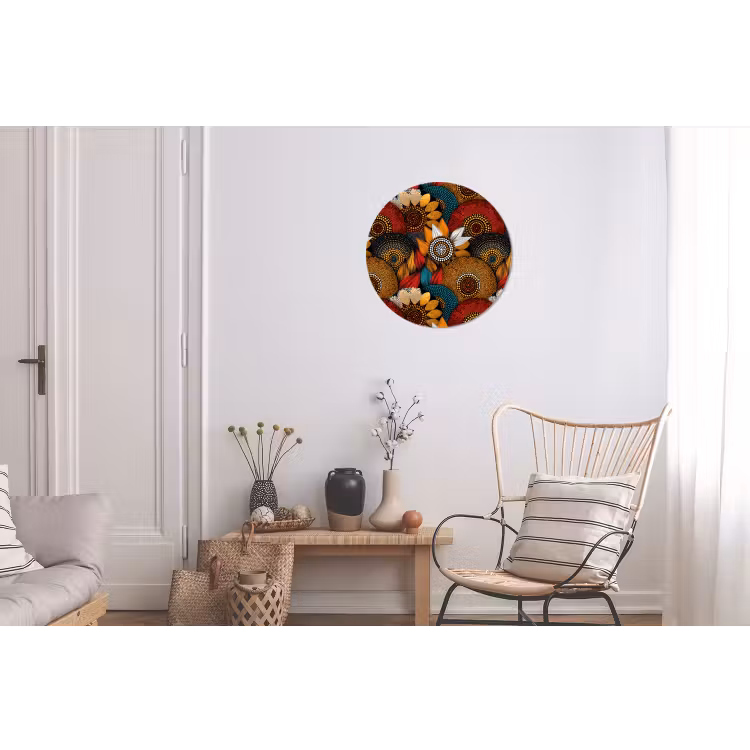 Wandcirkel - Aluminium - Kleurrijk - Aboriginal - Dot Painting - Botanisch - Patroon — 2