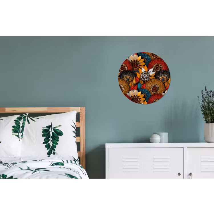 Wandcirkel - Aluminium - Kleurrijk - Aboriginal - Dot Painting - Botanisch - Patroon — 4
