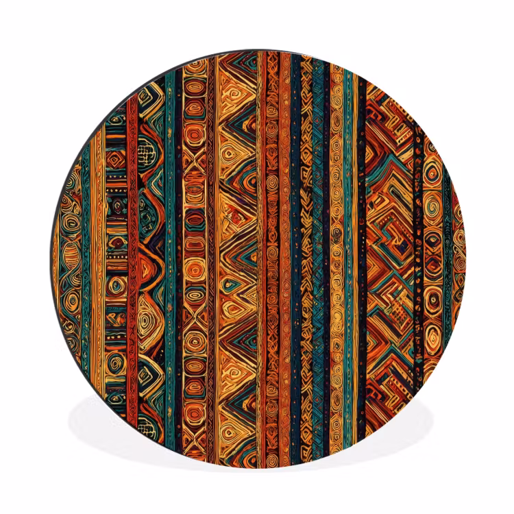 Wandcirkel - Aluminium - Kleurrijk - Etnisch - Folkloristisch - Patroon — 1