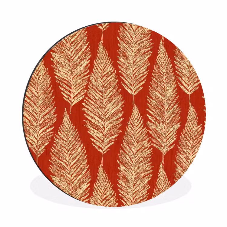 Wandcirkel - Aluminium - Rood - Botanisch - Varen - Patroon — 1