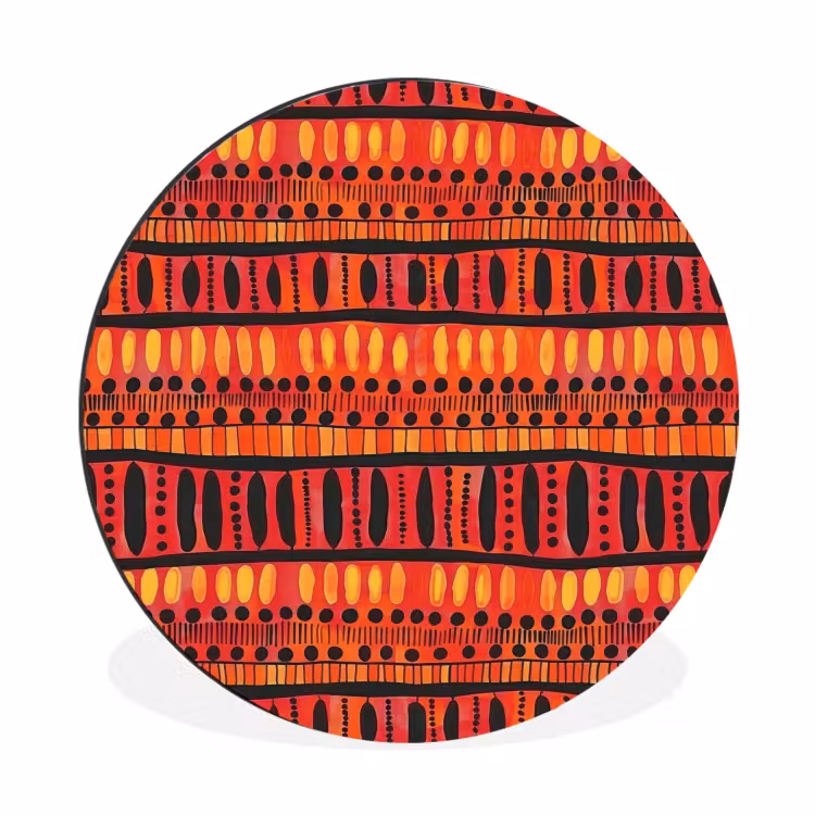 Wandcirkel - Aluminium - Rood - Oranje - Etnisch - Expressief - Patroon — 1