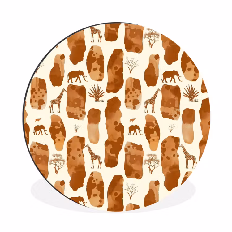 Wandcirkel - Aluminium - Terracotta - Safari - Dieren - Patroon — 1