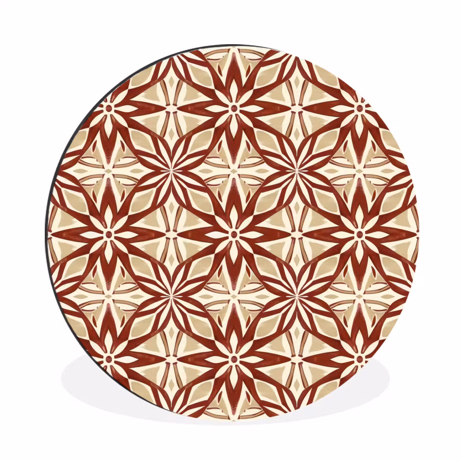 Wandcirkel - Aluminium - Bordeauxrood - Geometrisch - Tegel - Patroon — 1