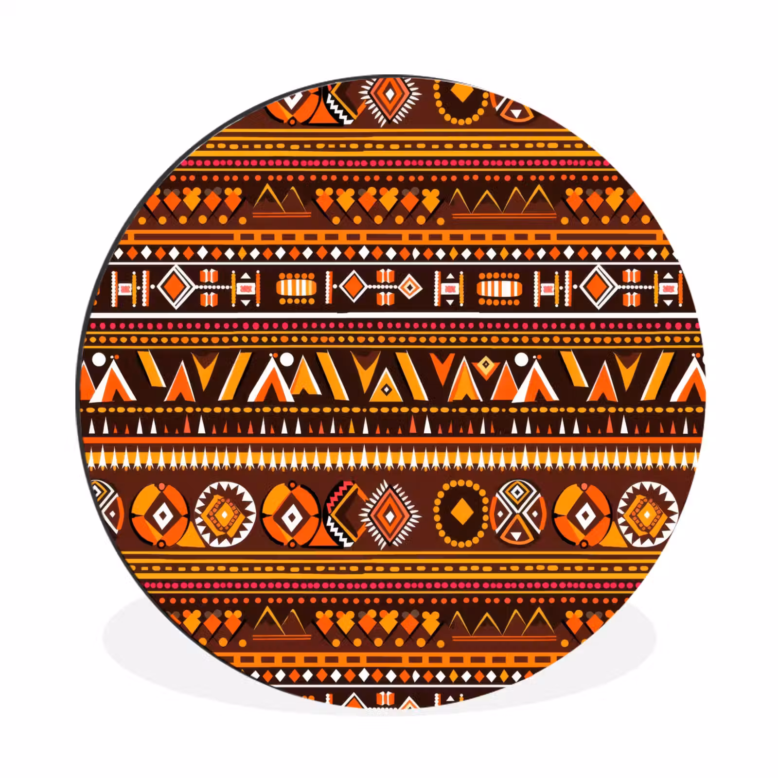Wandcirkel - Aluminium - Oranje - Etnisch - Tribaal - Geometrisch - Patroon — 1
